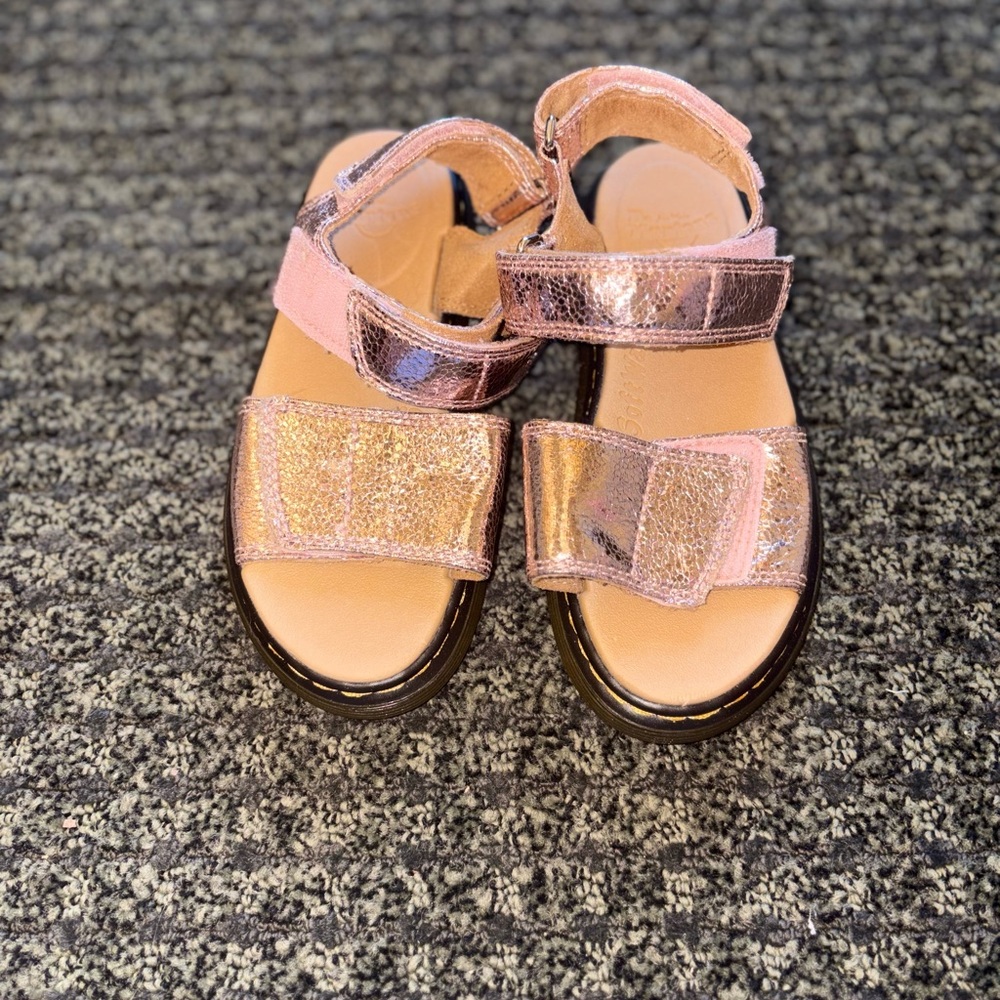 Dr. Martens Toddler Pink Metallic Sandals Size 13 Velcro Strap Glitter Summer